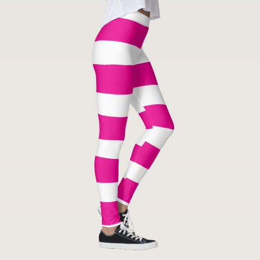 Streifen in Magenta und Weiß Leggings (Rechts)