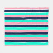 Streifen in Minzgrün, Rosa und Navy Blue Fleecedecke (Vorderseite (Horizontal))