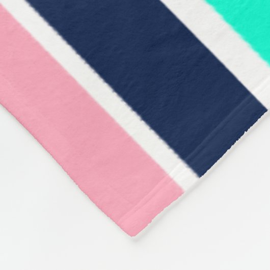 Streifen in Minzgrün, Rosa und Navy Blue Fleecedecke (Ecke)