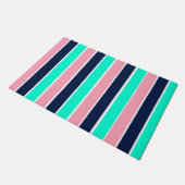 Streifen in Minzgrün, Rosa und Navy Blue Fußmatte (Schrägansicht)