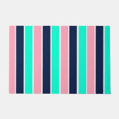 Streifen in Minzgrün, Rosa und Navy Blue Fußmatte (Vorderseite)