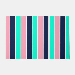 Streifen in Minzgrün, Rosa und Navy Blue Fußmatte