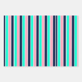 Streifen in Minzgrün, Rosa und Navy Blue Geschenkpapier Set (Vorderseite 2)