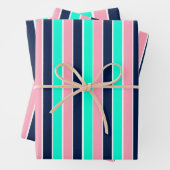 Streifen in Minzgrün, Rosa und Navy Blue Geschenkpapier Set (Beispiel)