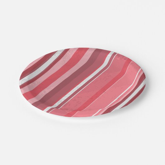 Streifen in Rosa Pappteller (Schrägansicht)