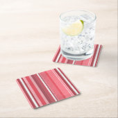 Streifen in Rosa Rechteckiger Pappuntersetzer (Vor Ort)