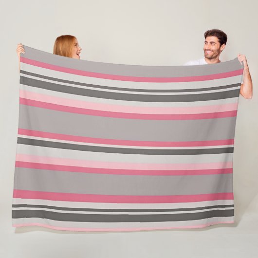 Streifen in Rosa und Grau Fleecedecke (Beispiel)