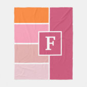 Streifen in rosa, weiß und orange mit Monogramm Fleecedecke (Vorderseite)