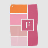 Streifen in rosa, weiß und orange mit Monogramm Golfhandtuch (Vorderseite)