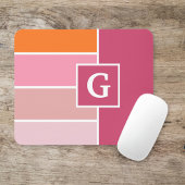 Streifen in rosa, weiß und orange mit Monogramm Mousepad