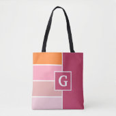 Streifen in rosa, weiß und orange mit Monogramm Tasche (Vorderseite)