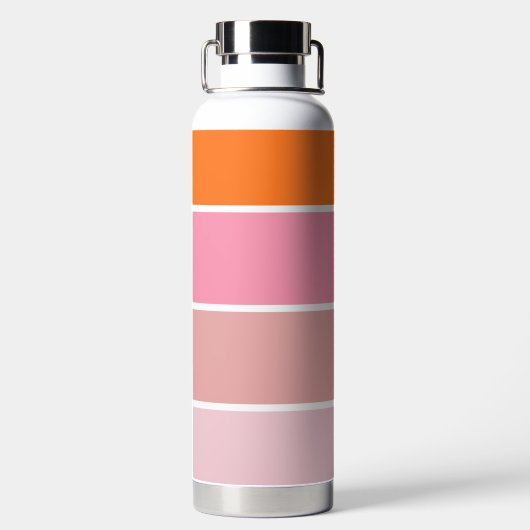 Streifen in rosa, weiß und orange mit Monogramm Trinkflasche (Rückseite)