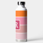 Streifen in rosa, weiß und orange mit Monogramm Trinkflasche (links)