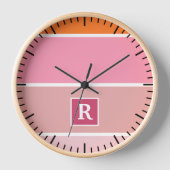 Streifen in rosa, weiß und orange mit Monogramm Uhr (Vorderseite)