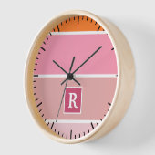 Streifen in rosa, weiß und orange mit Monogramm Uhr (Winkel)