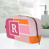 Streifen in rosa, weiß und orange mit Monogramm Waschbeutel