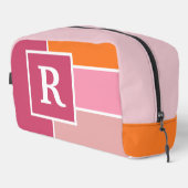 Streifen in rosa, weiß und orange mit Monogramm Waschbeutel (Rechte Ecke)