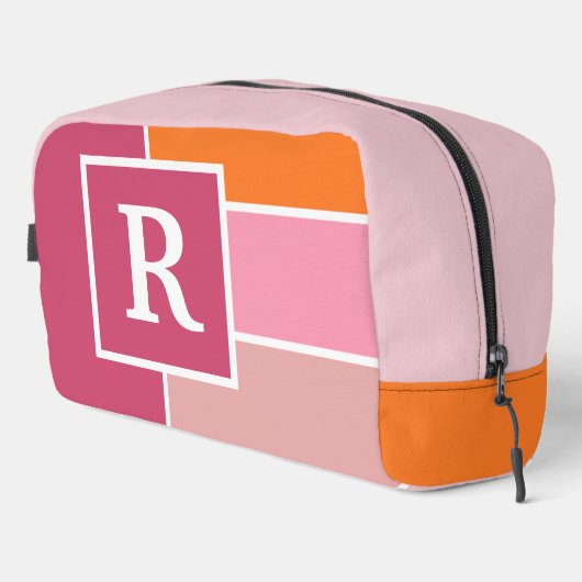 Streifen in rosa, weiß und orange mit Monogramm Waschbeutel (Rechte Ecke)