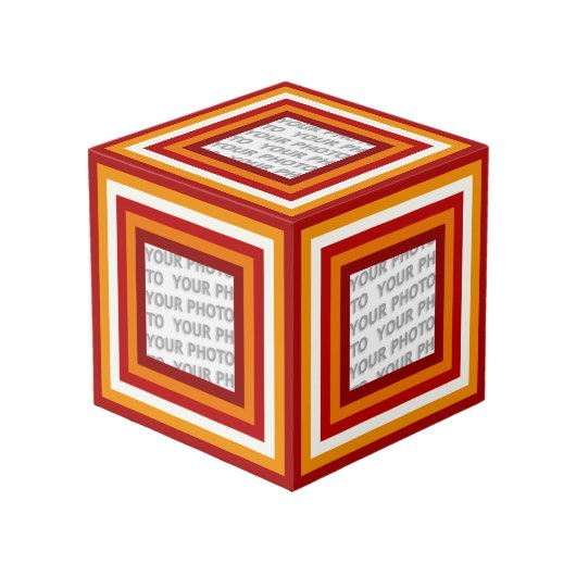 Streifen in Square Frame 6 + Ihr Foto Würfel (Vorderseite Schrägansicht)