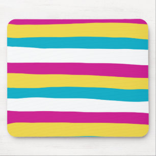 Streifen in ungefärbten Streifen - Türkis, Gelb, R Mousepad