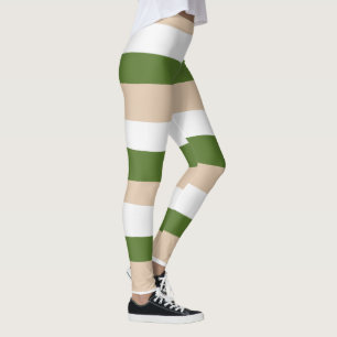 Streifen in ungefärbten Streifen - weiß, sand und  Leggings