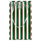 Streifen in Weiß, Grün und Weihnachtsrot Kleine Geschenktüte (Rückseite)