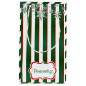 Streifen in Weiß, Grün und Weihnachtsrot Kleine Geschenktüte (Vorderseite)