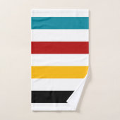 Streifen in Weiß, Türkis, Rot, Gelb und Schwarz Badhandtuch Set (Handtuch)