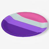 Streifen Indigolische Lila lila rosa: Coole Palett Pappteller (Schrägansicht)