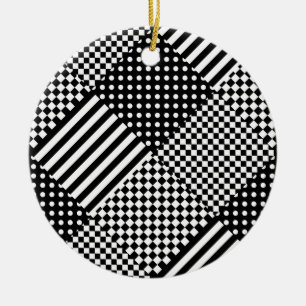 Streifen Karo Harlequin Polka Dots Mixed Design Keramik Ornament