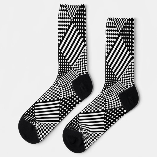 Streifen Karo Harlequin Polka Dots Mixed Design Socken (Linkes Detail)