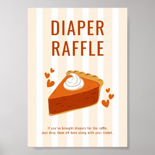 Streifen Kleine Süsse Pie Diaper Raffle Table Sign Poster (Vorne)