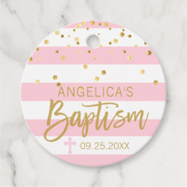 Streifen Kreuz PINK Gold MÄDCHEN BAPTISM Geschenkanhänger