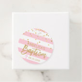 Streifen Kreuz PINK Gold MÄDCHEN BAPTISM Geschenkanhänger (Beispiel)