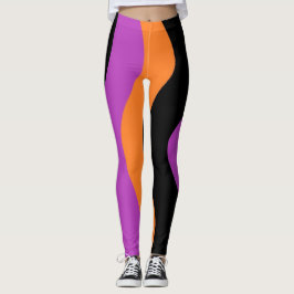 Streifen Leggings Lila Orange und Schwarz