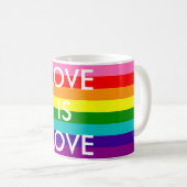 Streifen-Liebe des Regenbogen-Flaggen-Gay Kaffeetasse (VorderseiteRechts)