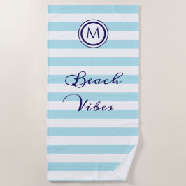 Streifen Light Blue und White Nautical Coastal Chi Strandtuch