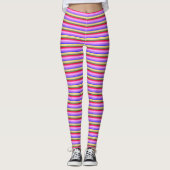 Streifen - Lila-grün-gelb-orange-rosa Leggings (Vorderseite)