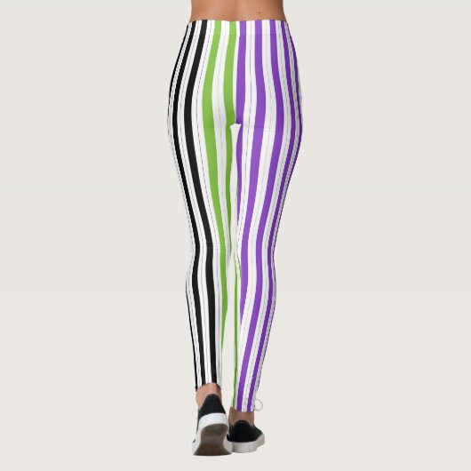 Streifen Lila, grün Leggings (Rückseite)