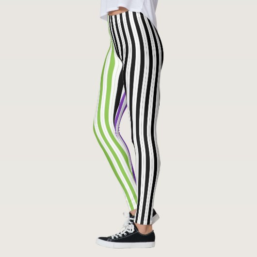 Streifen Lila, grün Leggings (Links)