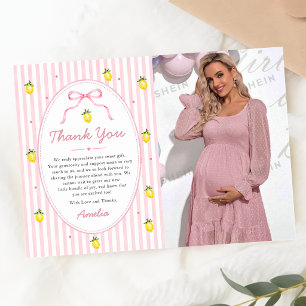 Streifen-Limonen-Baby-Shower-Foto-Dankeskarten