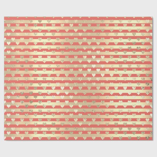 Streifen Lines Herz Champaigne Gold Cornflakes Pea Geschenkpapier (Flach)