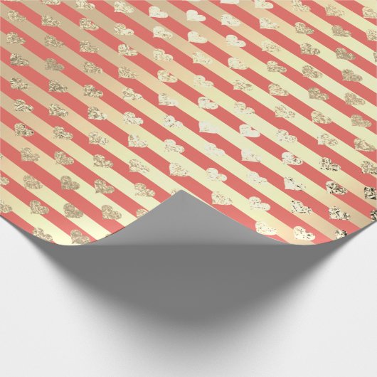 Streifen Lines Herz Champaigne Gold Cornflakes Pea Geschenkpapier (Ecke)