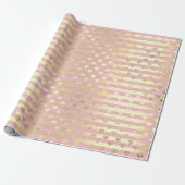 Streifen Lines Herz Champaigne Gold Pink Pastell Geschenkpapier (Ungerollt)