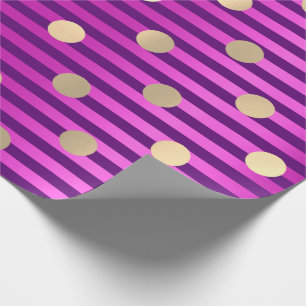 Streifen Linie Fuchsia Pink Lila Polka Dots Gold Geschenkpapier