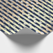 Streifen Linien Minimal Silver Heart Gold Blue Nav Geschenkpapier (Ecke)
