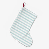 Streifen lt-Blue und weißes horizontaler Kleiner Weihnachtsstrumpf (Vorderansicht (hängend))