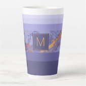 Streifen Marmormonogramm Lila/Gold-ID670 Milchtasse (Vorderseite)