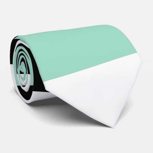 Streifen - Minze grün, weiß und schwarz Krawatte (Gerollt)
