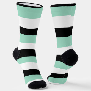 Streifen - Minze grün, weiß und schwarz Socken